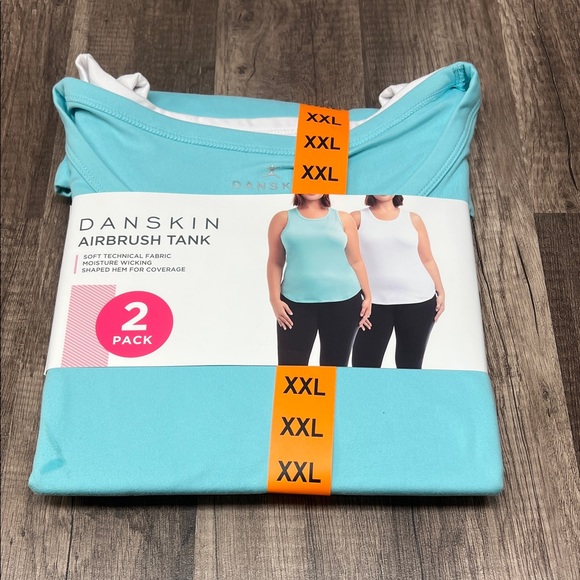 Danskin Tops - Danskin Airbrush Tank 2-Pack in Aqua and White